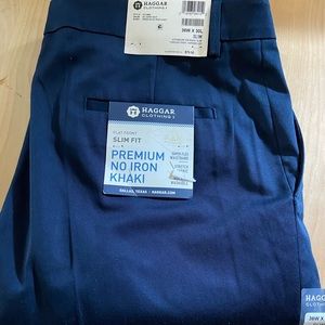 Brand new Hagar slim thick flat front premium khakis 36x 30 dark navy
